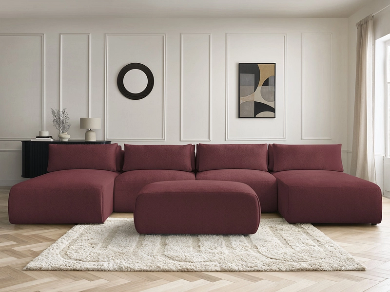 Canapé d'angle panoramique avec pouf BOBOCHIC JANA Canapé d'angle panoramique avec pouf BOBOCHIC JANA