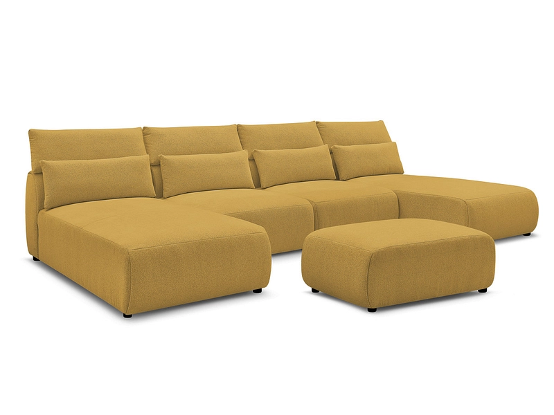 Canapé d'angle panoramique avec pouf BOBOCHIC JANA Canapé d'angle panoramique avec pouf BOBOCHIC JANA