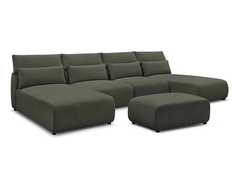 Canapé d'angle panoramique avec pouf BOBOCHIC JANA Canapé d'angle panoramique avec pouf BOBOCHIC JANA