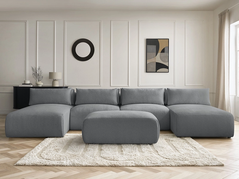 Panorama-Ecksofa mit Hocker BOBOCHIC JANA