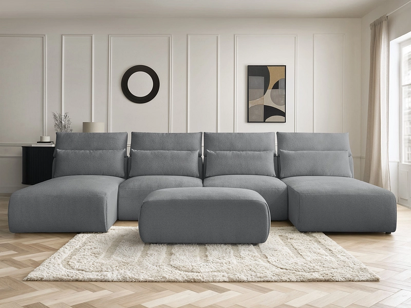 Panorama-Ecksofa mit Hocker BOBOCHIC JANA