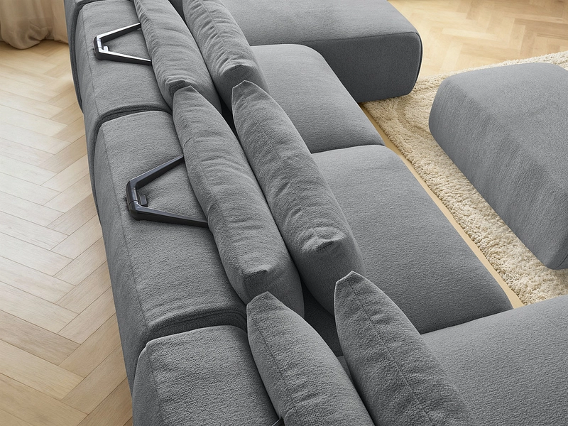 Panorama-Ecksofa mit Hocker BOBOCHIC JANA