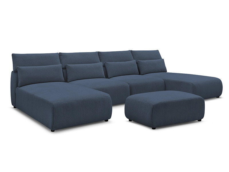 Canapé d'angle panoramique avec pouf BOBOCHIC JANA Canapé d'angle panoramique avec pouf BOBOCHIC JANA