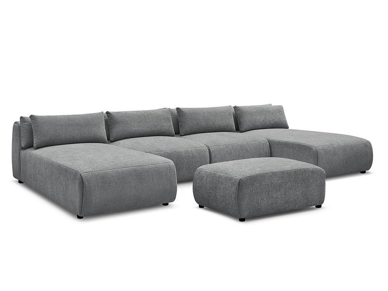 Canapé d'angle panoramique avec pouf BOBOCHIC JANA Canapé d'angle panoramique avec pouf BOBOCHIC JANA