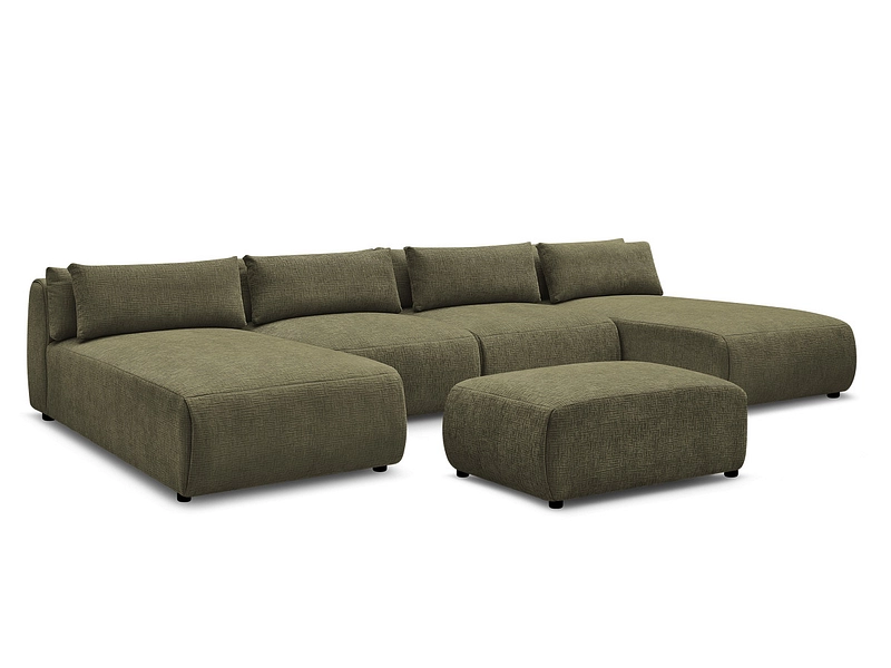 Canapé d'angle panoramique avec pouf BOBOCHIC JANA Canapé d'angle panoramique avec pouf BOBOCHIC JANA