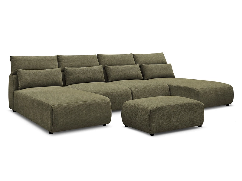 Canapé d'angle panoramique avec pouf BOBOCHIC JANA Canapé d'angle panoramique avec pouf BOBOCHIC JANA