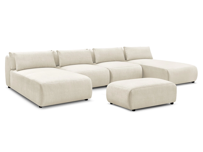 Canapé d'angle panoramique avec pouf BOBOCHIC JANA Canapé d'angle panoramique avec pouf BOBOCHIC JANA