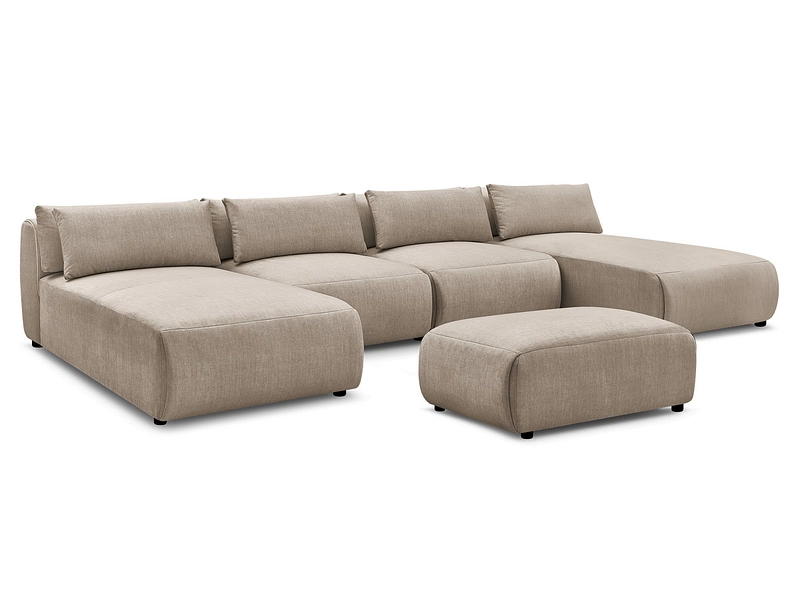 Canapé d'angle panoramique avec pouf BOBOCHIC JANA Canapé d'angle panoramique avec pouf BOBOCHIC JANA