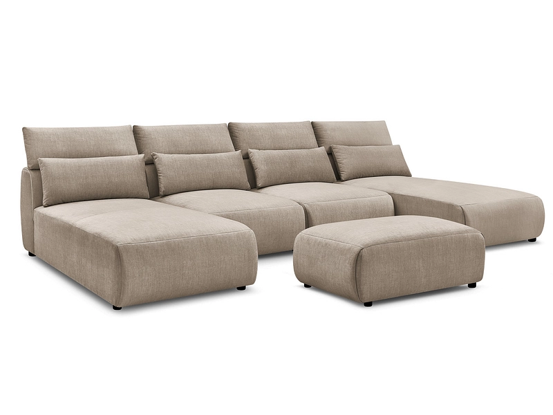 Canapé d'angle panoramique avec pouf BOBOCHIC JANA Canapé d'angle panoramique avec pouf BOBOCHIC JANA