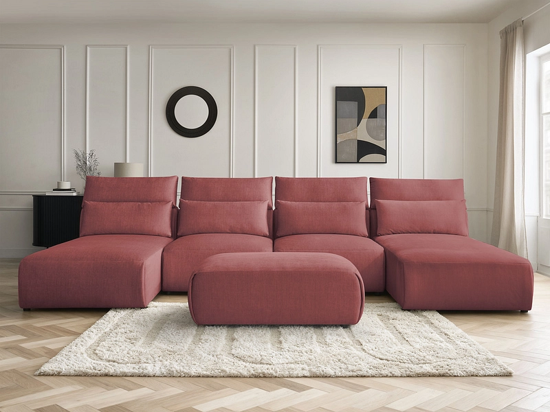 Canapé d'angle panoramique avec pouf BOBOCHIC JANA Canapé d'angle panoramique avec pouf BOBOCHIC JANA
