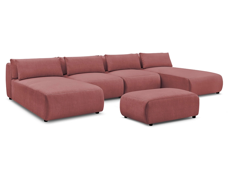 Canapé d'angle panoramique avec pouf BOBOCHIC JANA Canapé d'angle panoramique avec pouf BOBOCHIC JANA