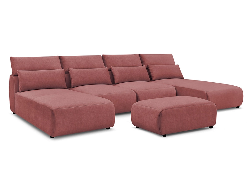 Canapé d'angle panoramique avec pouf BOBOCHIC JANA Canapé d'angle panoramique avec pouf BOBOCHIC JANA