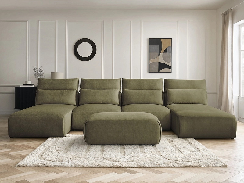 Canapé d'angle panoramique avec pouf BOBOCHIC JANA Canapé d'angle panoramique avec pouf BOBOCHIC JANA