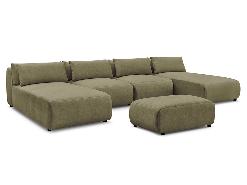 Canapé d'angle panoramique avec pouf BOBOCHIC JANA Canapé d'angle panoramique avec pouf BOBOCHIC JANA