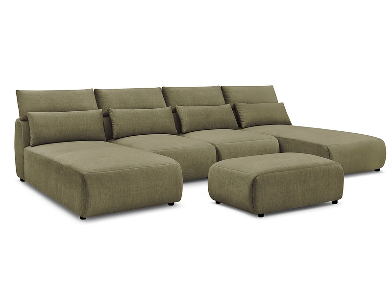 Canapé d'angle panoramique avec pouf BOBOCHIC JANA Canapé d'angle panoramique avec pouf BOBOCHIC JANA