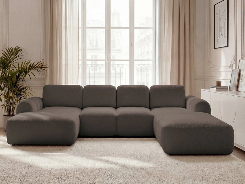 Canapé d'angle panoramique avec pouf BOBOCHIC MONTAIGNE Canapé d'angle panoramique avec pouf BOBOCHIC MONTAIGNE