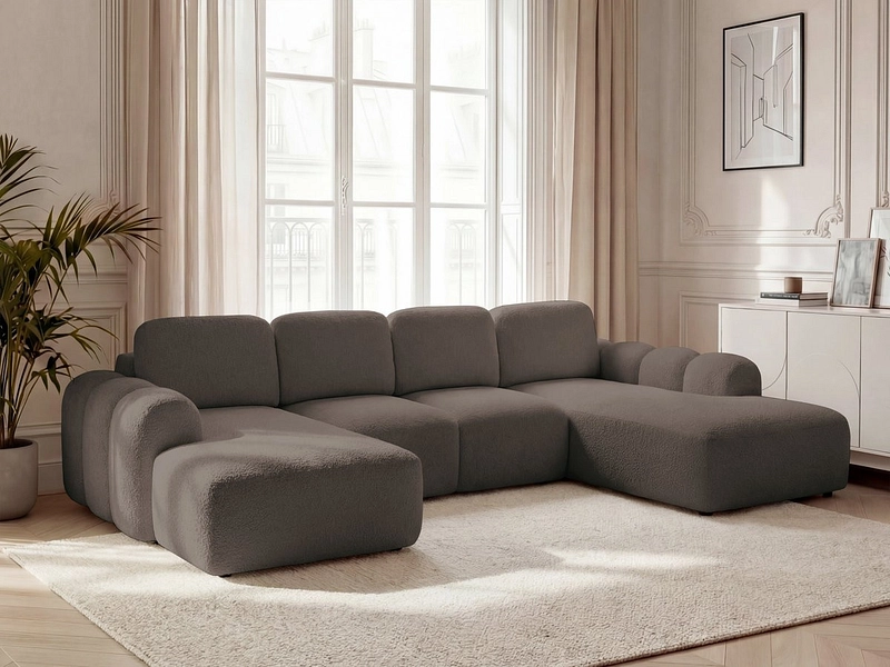 Canapé d'angle panoramique avec pouf BOBOCHIC MONTAIGNE Canapé d'angle panoramique avec pouf BOBOCHIC MONTAIGNE