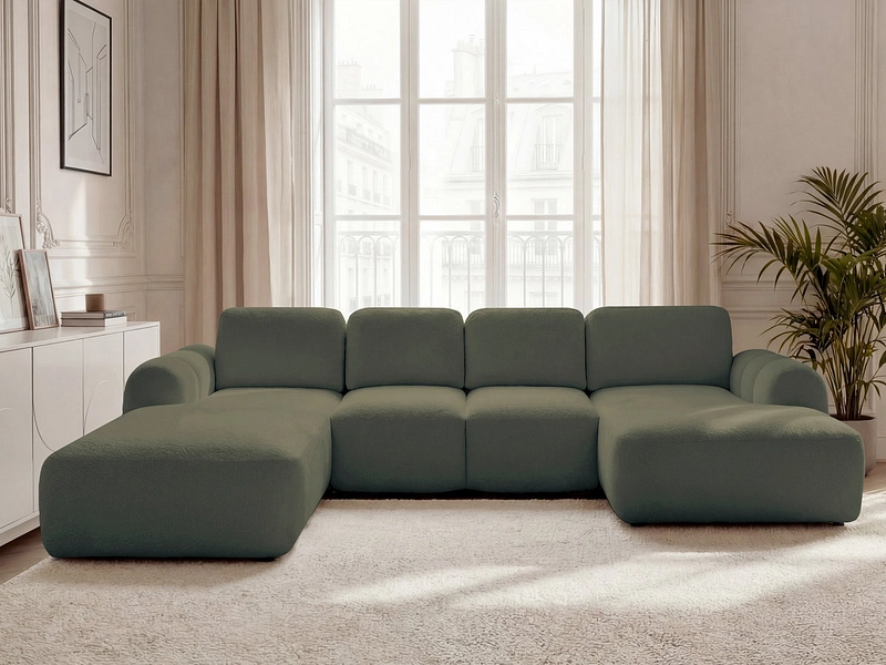 Canapé d'angle panoramique avec pouf BOBOCHIC MONTAIGNE Canapé d'angle panoramique avec pouf BOBOCHIC MONTAIGNE