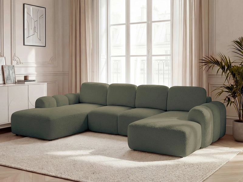 Canapé d'angle panoramique avec pouf BOBOCHIC MONTAIGNE Canapé d'angle panoramique avec pouf BOBOCHIC MONTAIGNE