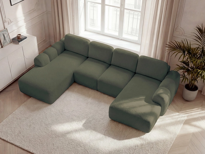 Canapé d'angle panoramique avec pouf BOBOCHIC MONTAIGNE Canapé d'angle panoramique avec pouf BOBOCHIC MONTAIGNE