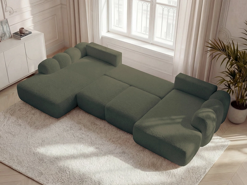 Canapé d'angle panoramique avec pouf BOBOCHIC MONTAIGNE Canapé d'angle panoramique avec pouf BOBOCHIC MONTAIGNE