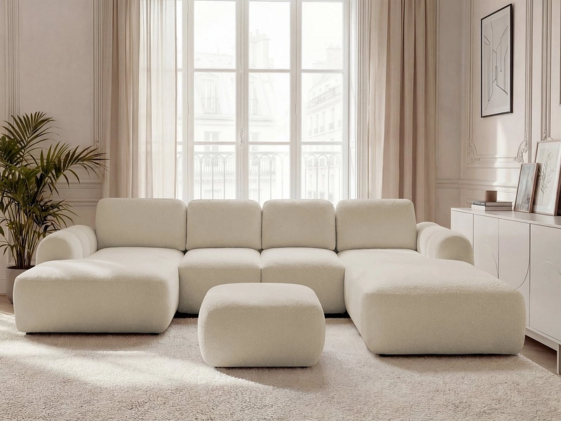 Canapé d'angle panoramique avec pouf BOBOCHIC MONTAIGNE Canapé d'angle panoramique avec pouf BOBOCHIC MONTAIGNE