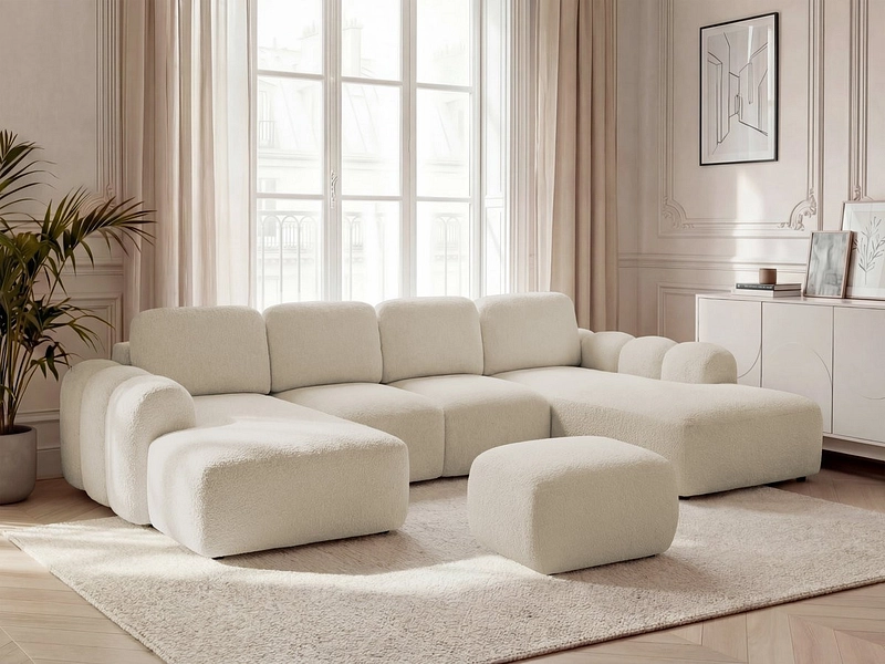Canapé d'angle panoramique avec pouf BOBOCHIC MONTAIGNE Canapé d'angle panoramique avec pouf BOBOCHIC MONTAIGNE