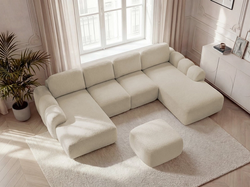 Canapé d'angle panoramique avec pouf BOBOCHIC MONTAIGNE Canapé d'angle panoramique avec pouf BOBOCHIC MONTAIGNE