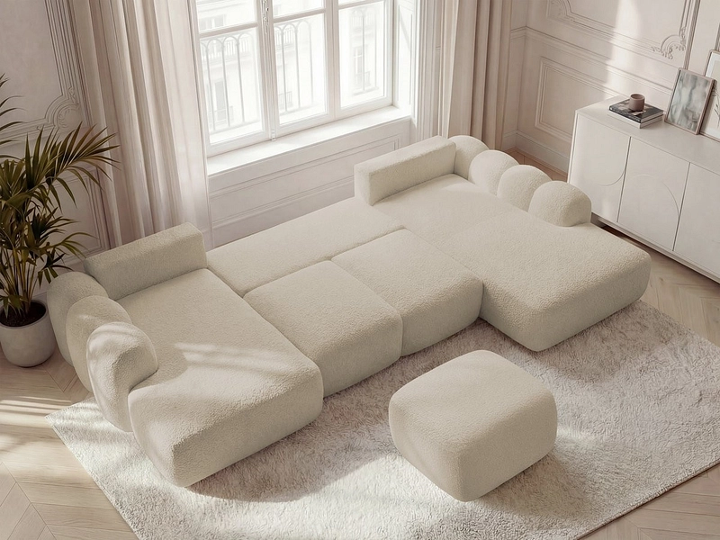 Canapé d'angle panoramique avec pouf BOBOCHIC MONTAIGNE Canapé d'angle panoramique avec pouf BOBOCHIC MONTAIGNE