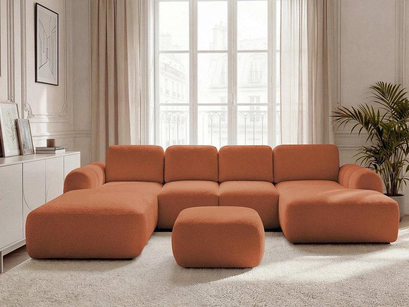 Canapé d'angle panoramique avec pouf BOBOCHIC MONTAIGNE Canapé d'angle panoramique avec pouf BOBOCHIC MONTAIGNE