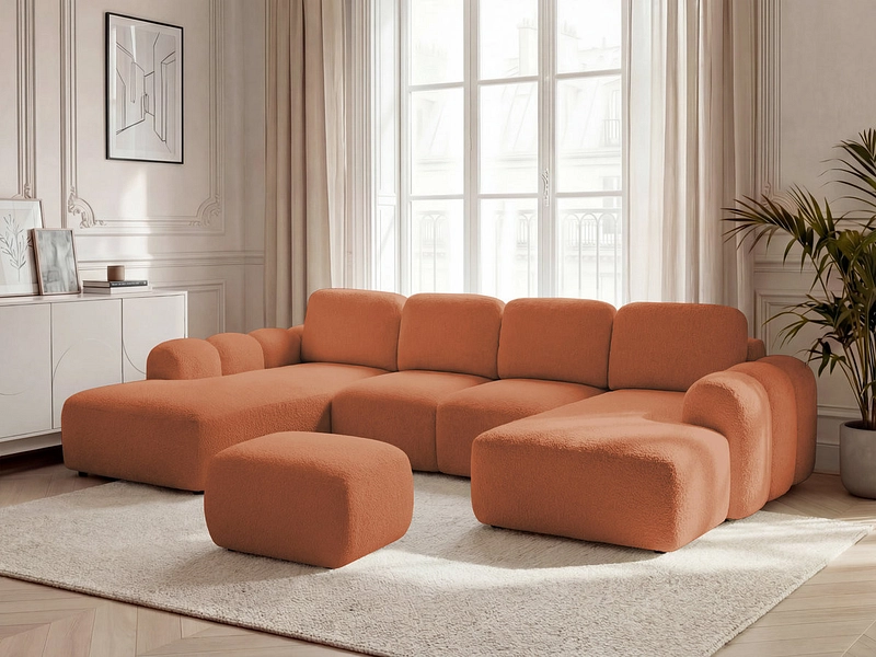 Canapé d'angle panoramique avec pouf BOBOCHIC MONTAIGNE Canapé d'angle panoramique avec pouf BOBOCHIC MONTAIGNE