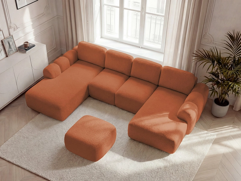 Canapé d'angle panoramique avec pouf BOBOCHIC MONTAIGNE Canapé d'angle panoramique avec pouf BOBOCHIC MONTAIGNE