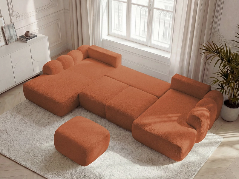 Canapé d'angle panoramique avec pouf BOBOCHIC MONTAIGNE Canapé d'angle panoramique avec pouf BOBOCHIC MONTAIGNE