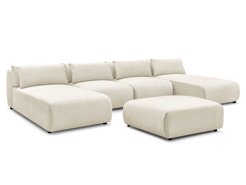 Canapé d'angle panoramique avec pouf BOBOCHIC JANA Canapé d'angle panoramique avec pouf BOBOCHIC JANA