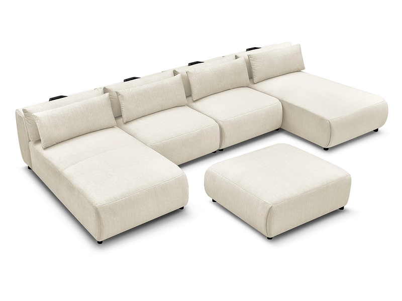 Canapé d'angle panoramique avec pouf BOBOCHIC JANA Canapé d'angle panoramique avec pouf BOBOCHIC JANA
