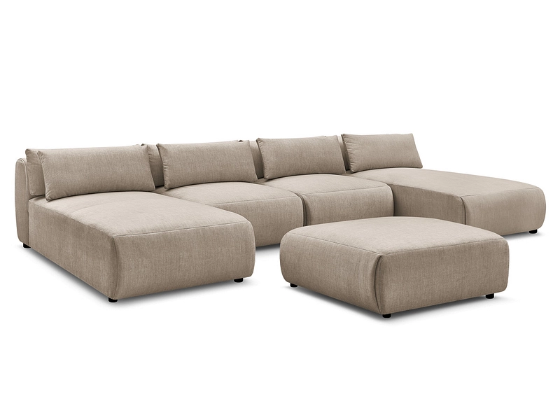 Canapé d'angle panoramique avec pouf BOBOCHIC JANA Canapé d'angle panoramique avec pouf BOBOCHIC JANA