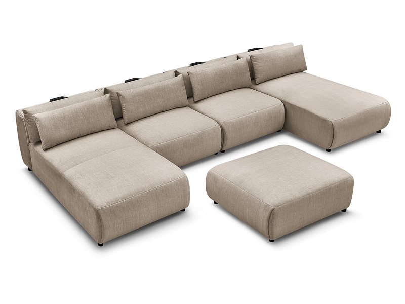 Canapé d'angle panoramique avec pouf BOBOCHIC JANA Canapé d'angle panoramique avec pouf BOBOCHIC JANA