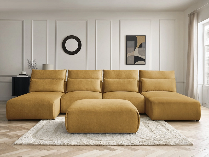 Canapé d'angle panoramique avec pouf BOBOCHIC JANA Canapé d'angle panoramique avec pouf BOBOCHIC JANA
