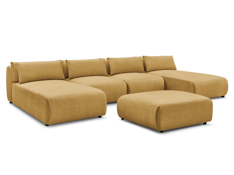 Canapé d'angle panoramique avec pouf BOBOCHIC JANA Canapé d'angle panoramique avec pouf BOBOCHIC JANA