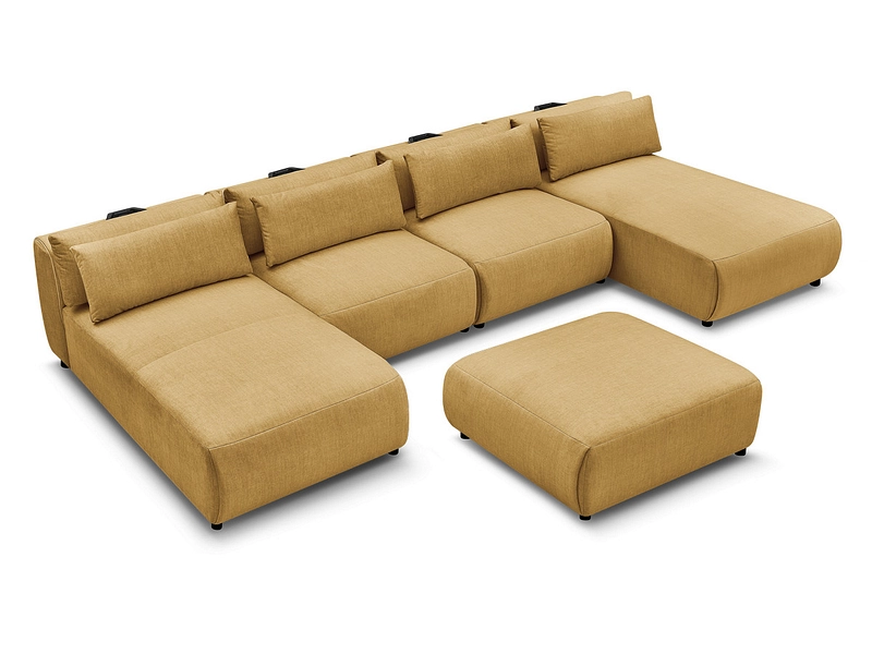 Canapé d'angle panoramique avec pouf BOBOCHIC JANA Canapé d'angle panoramique avec pouf BOBOCHIC JANA