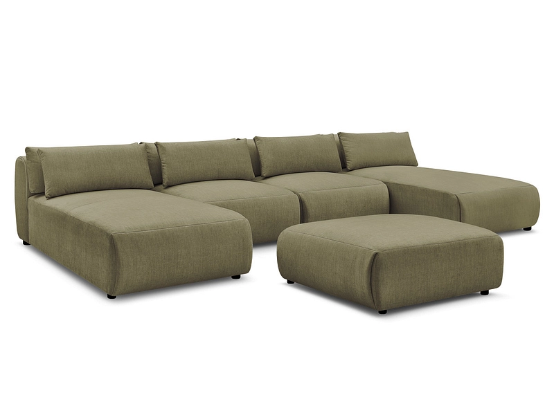 Canapé d'angle panoramique avec pouf BOBOCHIC JANA Canapé d'angle panoramique avec pouf BOBOCHIC JANA