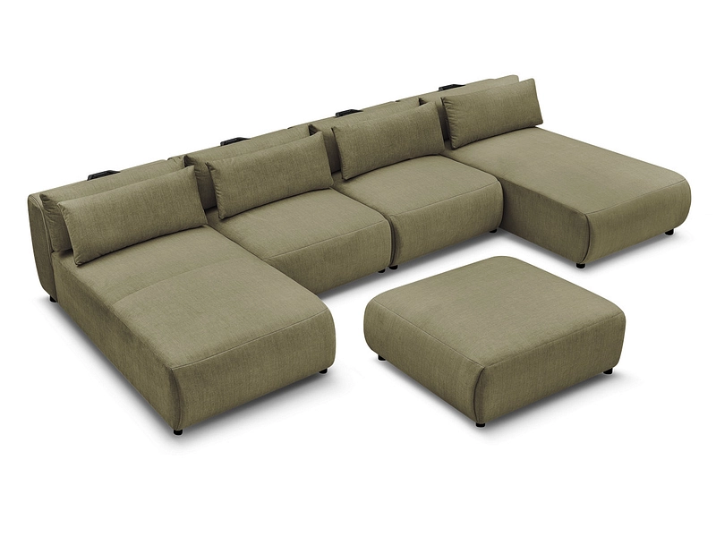 Canapé d'angle panoramique avec pouf BOBOCHIC JANA Canapé d'angle panoramique avec pouf BOBOCHIC JANA