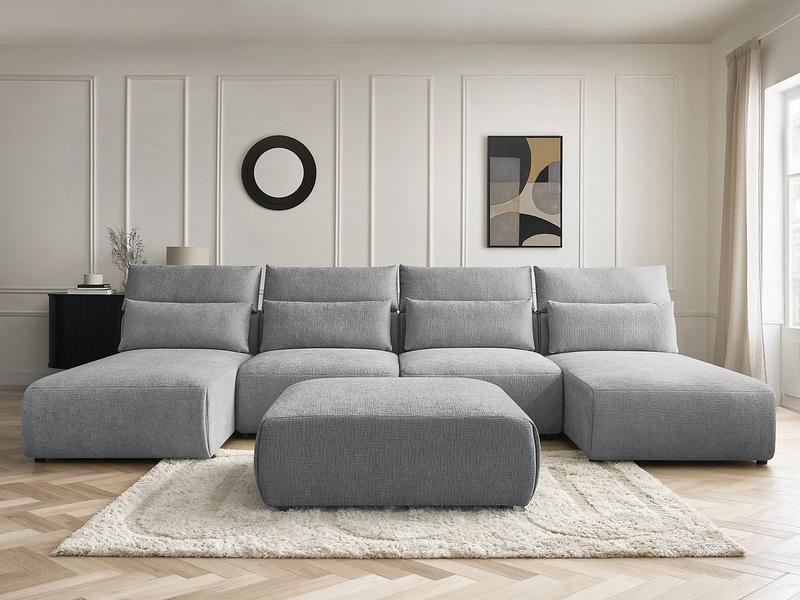Panorama-Ecksofa mit Hocker BOBOCHIC JANA Panorama-Ecksofa mit Hocker BOBOCHIC JANA