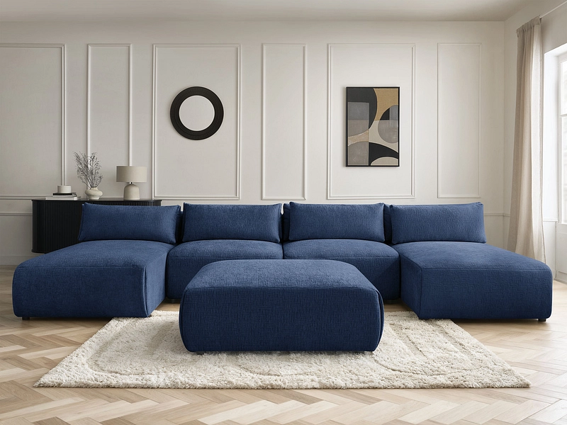 Canapé d'angle panoramique avec pouf BOBOCHIC JANA Canapé d'angle panoramique avec pouf BOBOCHIC JANA