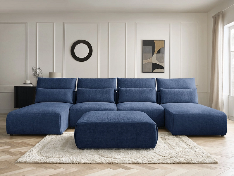 Canapé d'angle panoramique avec pouf BOBOCHIC JANA Canapé d'angle panoramique avec pouf BOBOCHIC JANA