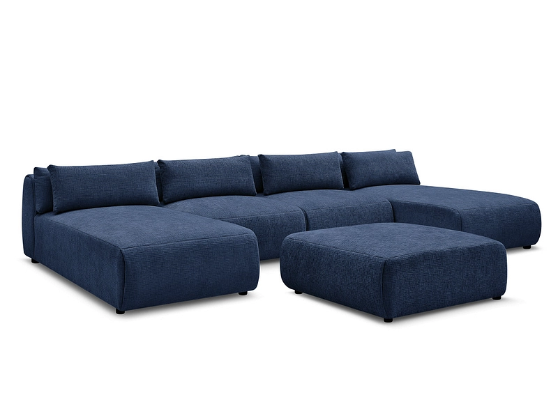 Canapé d'angle panoramique avec pouf BOBOCHIC JANA Canapé d'angle panoramique avec pouf BOBOCHIC JANA