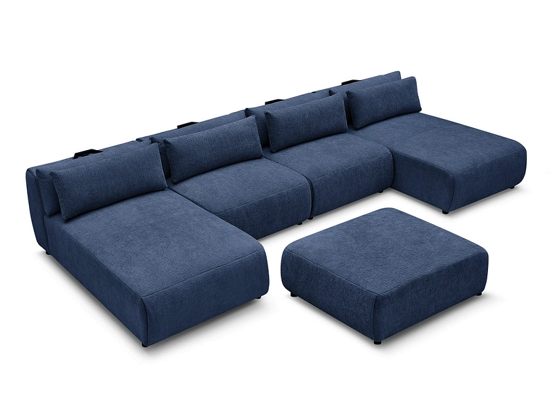 Canapé d'angle panoramique avec pouf BOBOCHIC JANA Canapé d'angle panoramique avec pouf BOBOCHIC JANA
