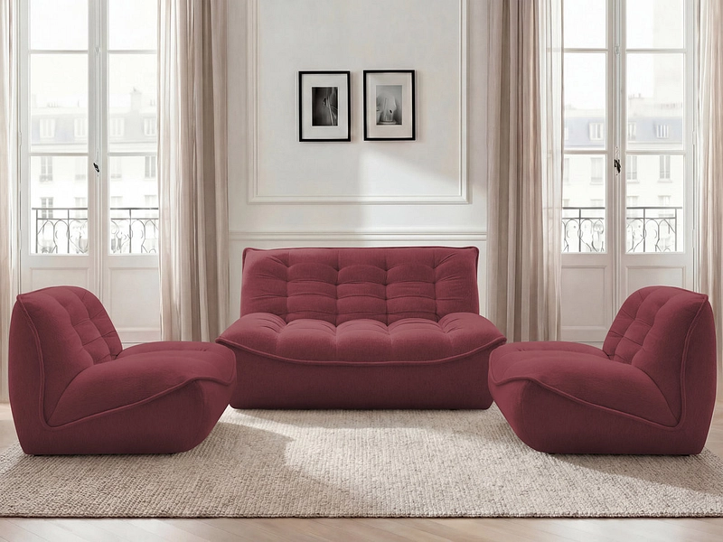 BOBOCHIC Canapé 3 places avec pouf SERENA