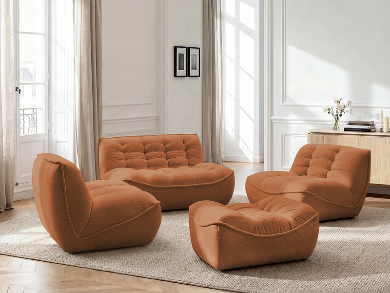 BOBOCHIC Canapé 3 places avec pouf SERENA
