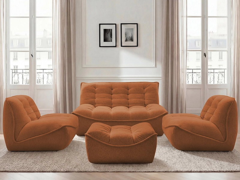 BOBOCHIC Canapé 3 places avec pouf SERENA